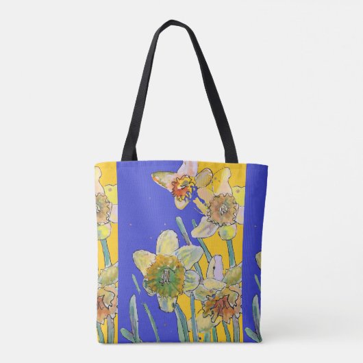 Daffodische Wasserfarben-Blüte Damen Tote Tasche (Rückseite)