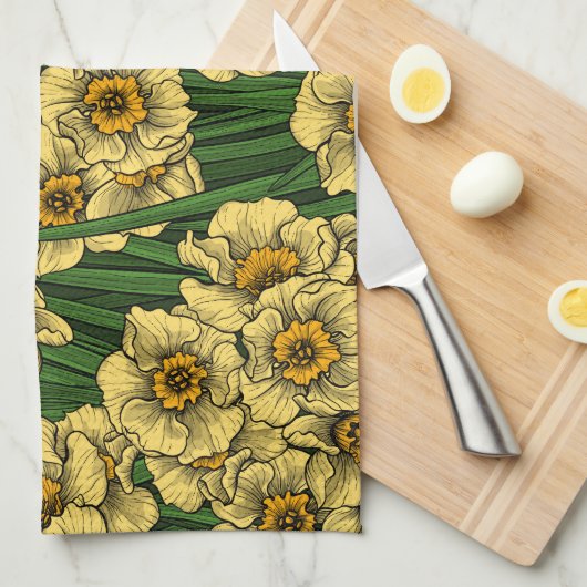 Daffodischer Garten Geschirrtuch (Viertel Falte)