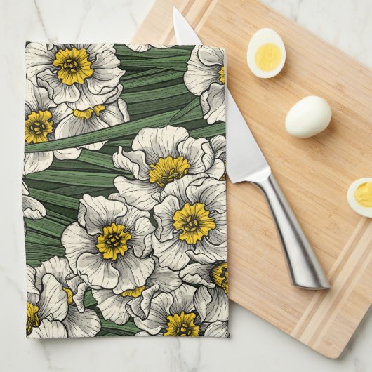 Daffodischer Garten Geschirrtuch (Viertel Falte)