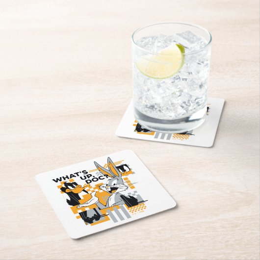 DAFFY DUCK™ & BUGS BUNNY™ Glitch Rechteckiger Pappuntersetzer (Vor Ort)