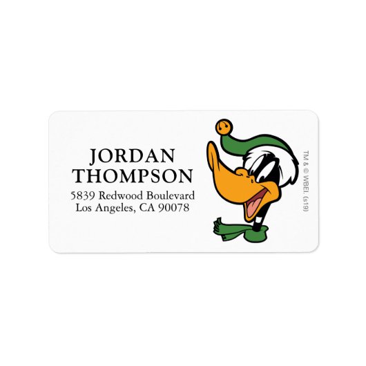 DAFFY DUCK™ "Happy Holi-Daze" Adressaufkleber (Vorne)