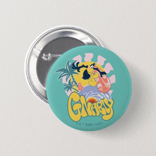 DAFFY DUCK™ Surfing - Gnarly Button (Vorne & Hinten)