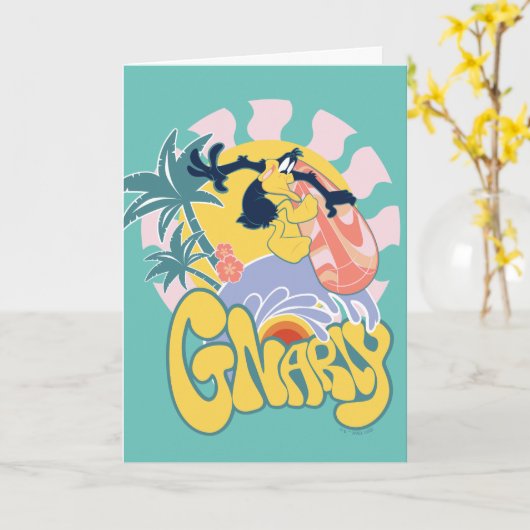 DAFFY DUCK™ Surfing - Gnarly Karte (Gelbe Blume)
