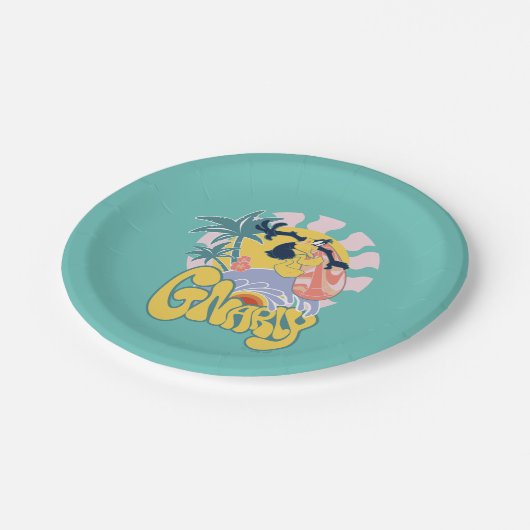 DAFFY DUCK™ Surfing - Gnarly Pappteller (Schrägansicht)