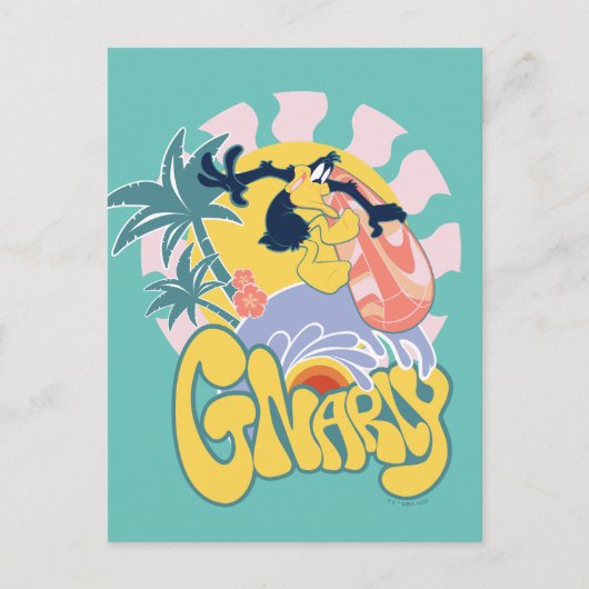 DAFFY DUCK™ Surfing - Gnarly Postkarte (Vorderseite)