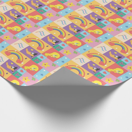 DAFFY DUCK™ & TWEETY™ - Pride-Muster Geschenkpapier (Ecke)