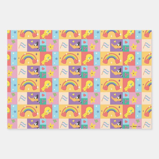 DAFFY DUCK™ & TWEETY™ - Pride-Muster Geschenkpapier Set (Vorderseite 2)