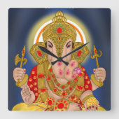 Dagduseth Ganesha Clock Quadratische Wanduhr (Vorderseite)