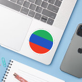 Dagestan-Flagge Rund Aufkleber (Laptop mit iPhone)