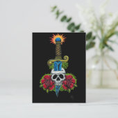 Dagger, Schädel und Rose Postkarte (Stehend Vorderseite)