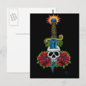 Dagger, Schädel und Rose Postkarte (Vorne/Hinten)