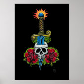 Dagger, Skull und Rose drucken Poster (Vorne)
