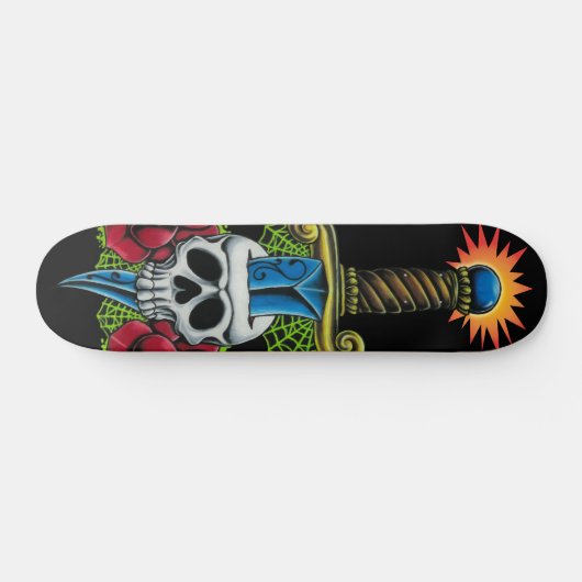 Dagger, Skull und Rose Skateboard (Horizontal)