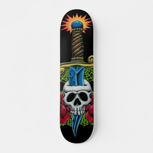Dagger, Skull und Rose Skateboard (Vorne)