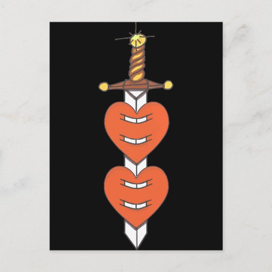 Dagger und Hearts Classic Knife Tattoo Design Postkarte (Vorderseite)