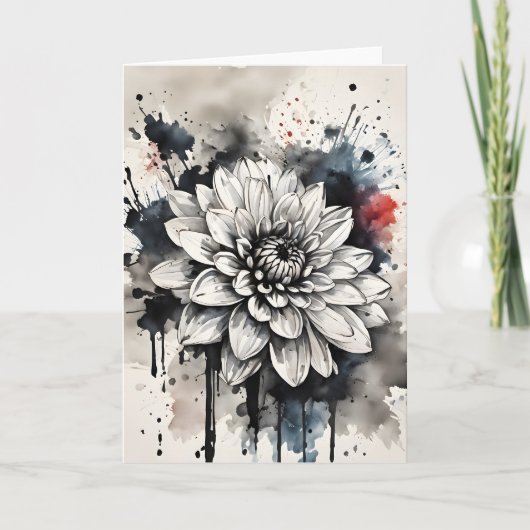 Dahlia - Aquarellblumen Karte (Vorderseite)