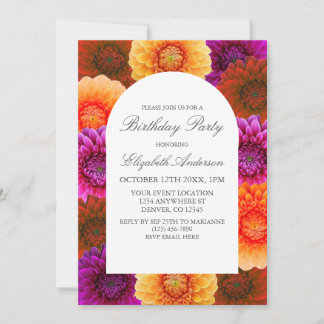 Dahlia Autumn Floral Birthday Einladung