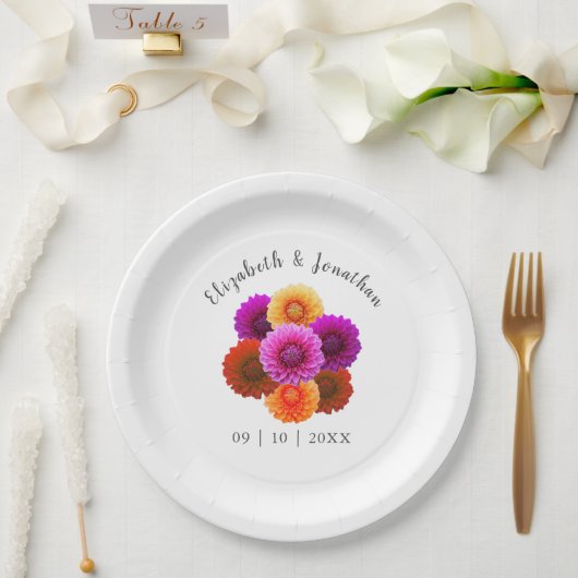 Dahlia Autumn Floral Wedding Pappteller (Hochzeit)