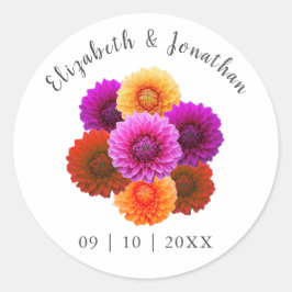 Dahlia Autumn Floral Wedding Runder Aufkleber