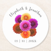 Dahlia Autumn Floral Wedding Runder Pappuntersetzer (Vorderseite)