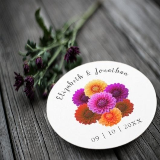 Dahlia Autumn Floral Wedding Runder Pappuntersetzer