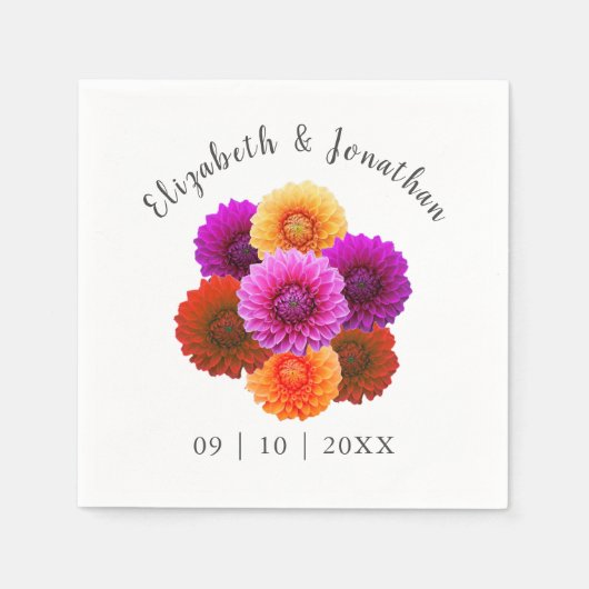 Dahlia Autumn Floral Wedding Serviette (Vorderseite)