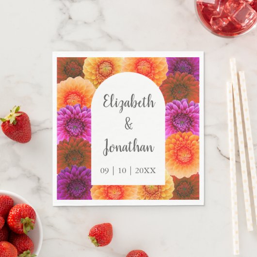 Dahlia Autumn Floral Wedding Serviette (Beispiel)