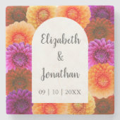 Dahlia Autumn Floral Wedding Steinuntersetzer (Vorderseite)