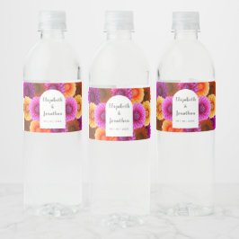 Dahlia Autumn Floral Wedding Wasserflaschenetikett