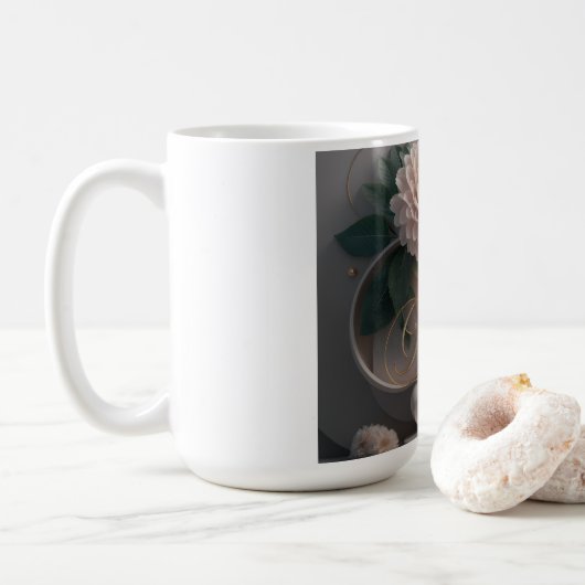  Dahlia Ballet Bloom Floral Art Design Kaffeetasse (Mit Donut)