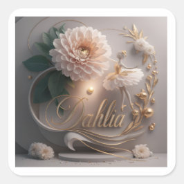 Dahlia Ballet Bloom Floral Art Design Quadratischer Aufkleber