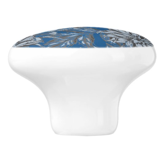 Dahlia Blue Taupe Keramik Pull Keramikknauf (Seitenansicht)