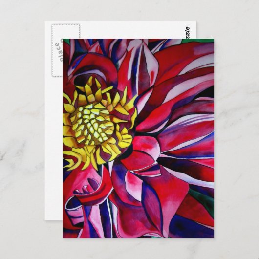 Dahlia Blume abstrakte Blume Postkarte (Vorne/Hinten)