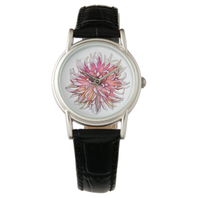 Dahlia-Blume Armbanduhr (Vorderseite)