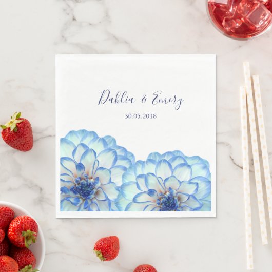 Dahlia Blume Blau Weiß Hochzeit mit Blumen Serviette (Beispiel)