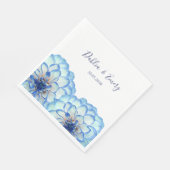 Dahlia Blume Blau Weiß Hochzeit mit Blumen Serviette (Ecke)