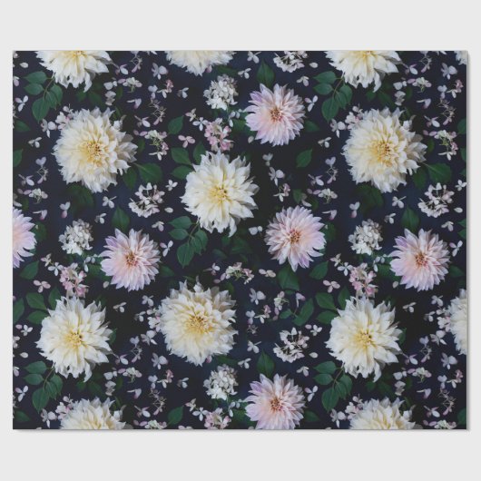 Dahlia Blume Blüte rot in Schwarz Geschenkpapier (Flach)