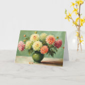Dahlia Blume Bouquet Illustration Karte (Gelbe Blume)