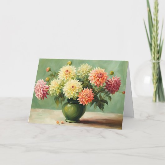 Dahlia Blume Bouquet Illustration Karte (Vorderseite)