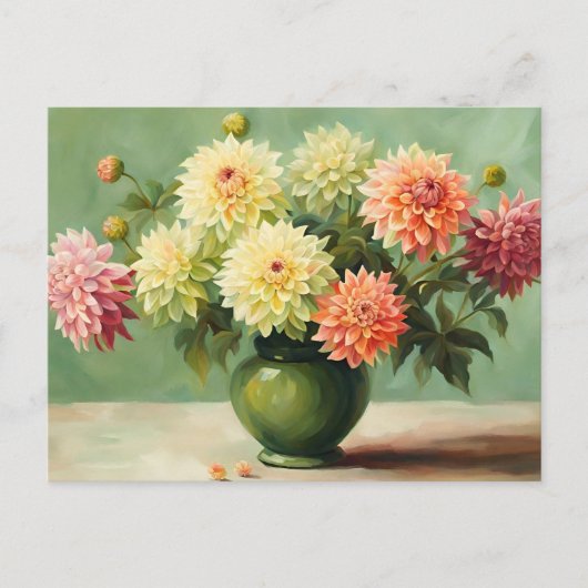 Dahlia Blume Bouquet Illustration Postkarte (Vorderseite)