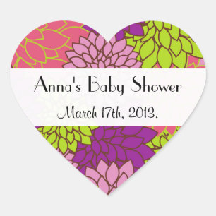 Dahlia-Blume, farbenfrohe Blume, Babydusche Herz-Aufkleber