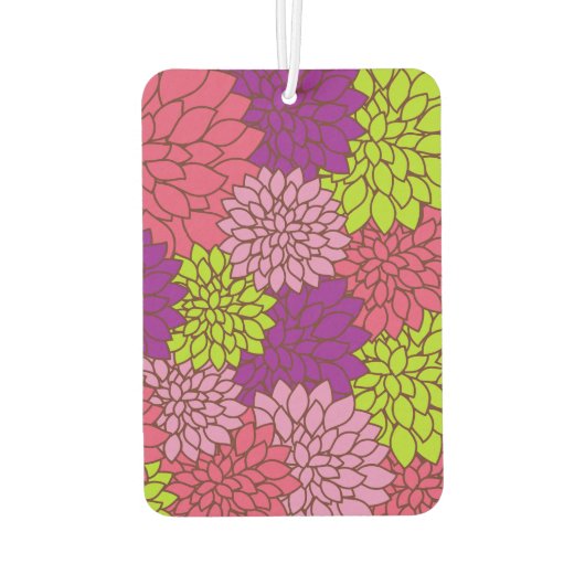 Dahlia-Blume, farbenfrohe Blume, Blumenmuster Autolufterfrischer (Rückseite)