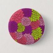 Dahlia-Blume, farbenfrohe Blume, Blumenmuster Button (Vorderseite)