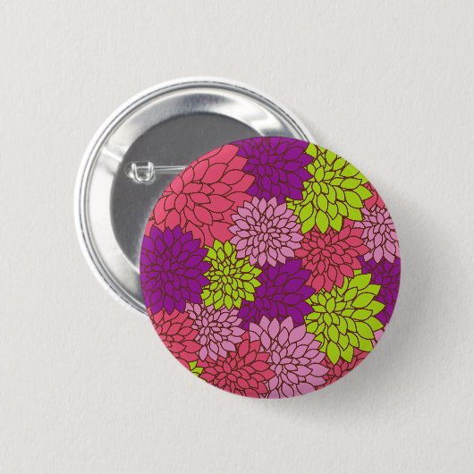 Dahlia-Blume, farbenfrohe Blume, Blumenmuster Button (Vorne & Hinten)
