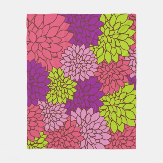 Dahlia-Blume, farbenfrohe Blume, Blumenmuster Fleecedecke (Vorderseite)