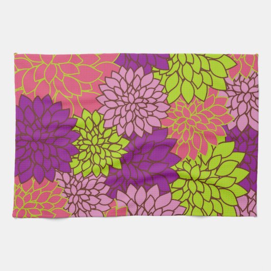 Dahlia-Blume, farbenfrohe Blume, Blumenmuster Geschirrtuch (Horizontal)