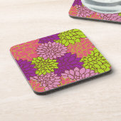 Dahlia-Blume, farbenfrohe Blume, Blumenmuster Getränkeuntersetzer (Linke Seite)
