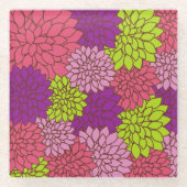 Dahlia-Blume, farbenfrohe Blume, Blumenmuster Glasuntersetzer (Vorderseite)