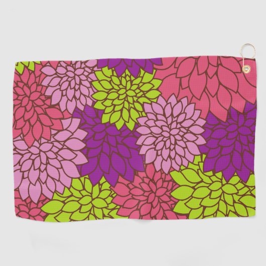 Dahlia-Blume, farbenfrohe Blume, Blumenmuster Golfhandtuch (Horizontal)
