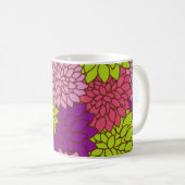 Dahlia-Blume, farbenfrohe Blume, Blumenmuster Kaffeetasse (VorderseiteRechts)